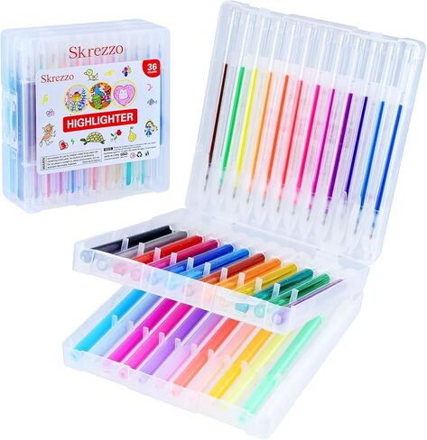 Glitter Gel Pens, 36 Pack of Glitter Pens with Case for Kids Drawing, Fluorescent Color Gel Markers with 30% More Ink for Drawing Doodles in Saudi Arabia