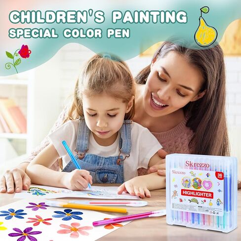 Glitter Gel Pens, 36 Pack of Glitter Pens with Case for Kids Drawing, Fluorescent Color Gel Markers with 30% More Ink for Drawing Doodles in Saudi Arabia