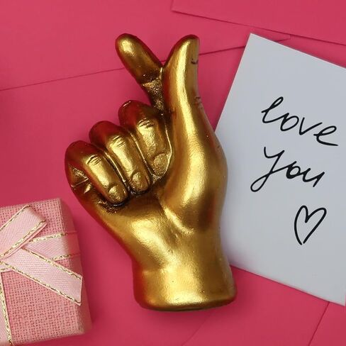 Luckies Golden Heart Finger Lucky Charm | Pocket-Sized Gold Good Luck Token in Elegant Black & Gold Box | Solid Mini Statue | Unique Ring Holder | Novelty Gift Room Decor or Desk Accessory in Saudi Arabia
