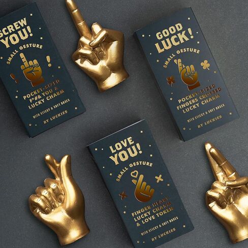 Luckies Golden Heart Finger Lucky Charm | Pocket-Sized Gold Good Luck Token in Elegant Black & Gold Box | Solid Mini Statue | Unique Ring Holder | Novelty Gift Room Decor or Desk Accessory in Saudi Arabia