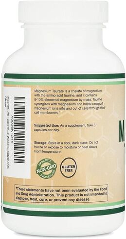 PMS Relief Magnesium Supplement (Magnesium Acetyl-Taurate (TauroMag)) Novel and Patented Form of Magnesium for PMS and Cramp Relief (60 Capsules, 350mg) by Double Wood Supplements in Kuwait