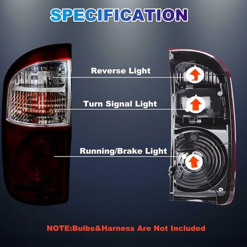 مصابيح خلفية متوافقة مع المصابيح الخلفية TOYOTA TUNDRA 2004-2006؛ 815600C040; 815500C040 (زوج أحمر داكن) in Kuwait