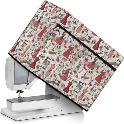 Sewing Machine Cover Dust Cover Vintage Rose Protector with Handle Pocket Dustproof Waterproof Sewing Machine Accessories in Saudi Arabia