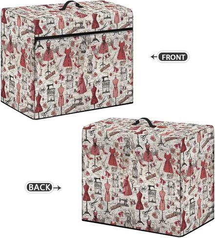 Sewing Machine Cover Dust Cover Vintage Rose Protector with Handle Pocket Dustproof Waterproof Sewing Machine Accessories in Saudi Arabia