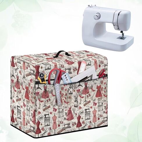 Sewing Machine Cover Dust Cover Vintage Rose Protector with Handle Pocket Dustproof Waterproof Sewing Machine Accessories in Saudi Arabia