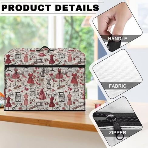 Sewing Machine Cover Dust Cover Vintage Rose Protector with Handle Pocket Dustproof Waterproof Sewing Machine Accessories in Saudi Arabia