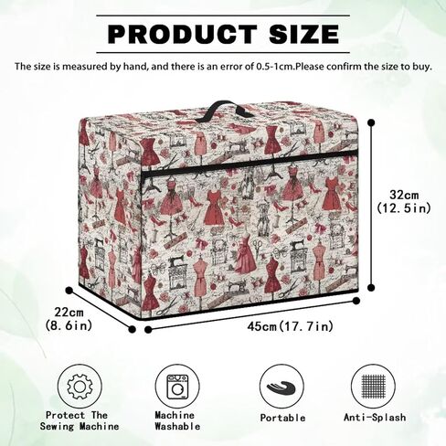 Sewing Machine Cover Dust Cover Vintage Rose Protector with Handle Pocket Dustproof Waterproof Sewing Machine Accessories in Saudi Arabia