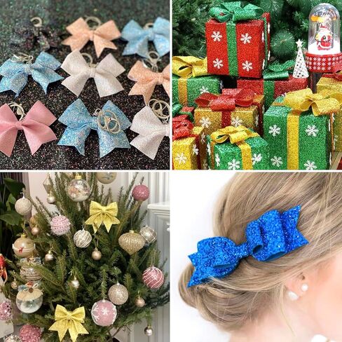 25 Yards Glitter Ribbon for Christmas Gift Wrappings 1.57 inch Sparkle Polyester Ribbon for Christmas Tree Decorations Floral Bouquet Wreath Bow Making Birthday Party Decoration in Saudi Arabia