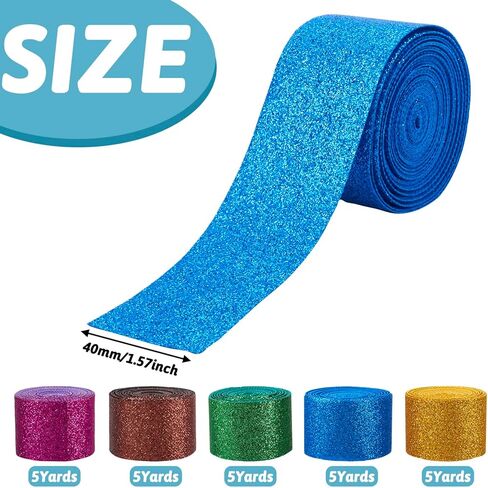 25 Yards Glitter Ribbon for Christmas Gift Wrappings 1.57 inch Sparkle Polyester Ribbon for Christmas Tree Decorations Floral Bouquet Wreath Bow Making Birthday Party Decoration in Saudi Arabia