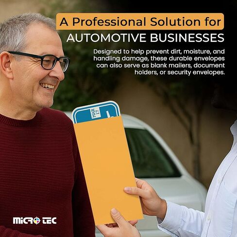 مغلفات بريدية للوحة الترخيص ذاتية الغلق من MICRO TEC - مغلفات ورقية مقاس 13 بوصة × 6-1/2 بوصة للوحات القياسية - استخدام البريد والتخزين - عبوة من 50 قطعة in Kuwait