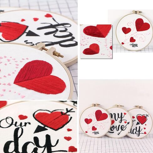 MAZAOTEU Valentine's Day Embroidery Kits for Beginners, Cross Stitch Needlepoint Ornament Crossstitching Kits, Adult DIY Hand Crafts for Women Couple Girlfriend Anniversary Wedding Gifts (Love You) in Saudi Arabia