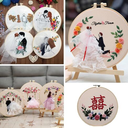 MAZAOTEU Valentine's Day Embroidery Kits for Beginners, Cross Stitch Needlepoint Ornament Crossstitching Kits, Adult DIY Hand Crafts for Women Couple Girlfriend Anniversary Wedding Gifts (Love You) in Saudi Arabia