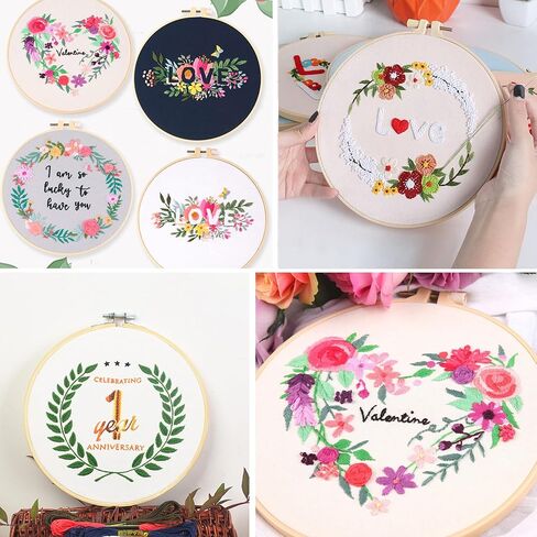 MAZAOTEU Valentine's Day Embroidery Kits for Beginners, Cross Stitch Needlepoint Ornament Crossstitching Kits, Adult DIY Hand Crafts for Women Couple Girlfriend Anniversary Wedding Gifts (Love You) in Saudi Arabia