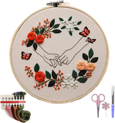 MAZAOTEU Valentine's Day Embroidery Kits for Beginners, Cross Stitch Needlepoint Ornament Crossstitching Kits, Adult DIY Hand Crafts for Women Couple Girlfriend Anniversary Wedding Gifts (Love You) in Saudi Arabia