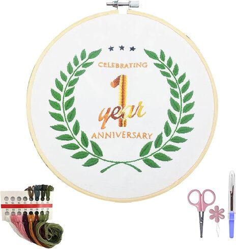 MAZAOTEU Valentine's Day Embroidery Kits for Beginners, Cross Stitch Needlepoint Ornament Crossstitching Kits, Adult DIY Hand Crafts for Women Couple Girlfriend Anniversary Wedding Gifts (Love You) in Saudi Arabia