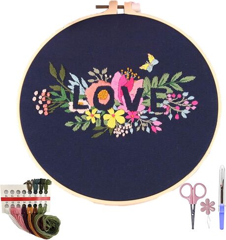 MAZAOTEU Valentine's Day Embroidery Kits for Beginners, Cross Stitch Needlepoint Ornament Crossstitching Kits, Adult DIY Hand Crafts for Women Couple Girlfriend Anniversary Wedding Gifts (Love You) in Saudi Arabia