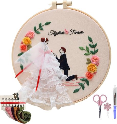 MAZAOTEU Valentine's Day Embroidery Kits for Beginners, Cross Stitch Needlepoint Ornament Crossstitching Kits, Adult DIY Hand Crafts for Women Couple Girlfriend Anniversary Wedding Gifts (Love You) in Saudi Arabia