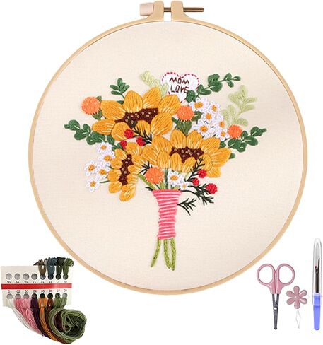 MAZAOTEU Valentine's Day Embroidery Kits for Beginners, Cross Stitch Needlepoint Ornament Crossstitching Kits, Adult DIY Hand Crafts for Women Couple Girlfriend Anniversary Wedding Gifts (Love You) in Saudi Arabia