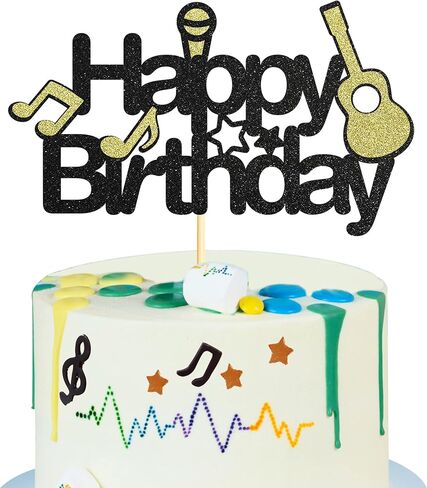 Sumerk Music Notes Cupcake Toppers Rock Music Theme Cupcake Picks Guitar Microphone Birthday Party Supplies - Pack of 28 in Saudi Arabia