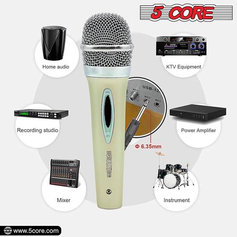 5 CORE Microphone Dynamic Vocal Handheld Mic Cardioid Unidirectional Microfono w On Off Switch + XLR Audio Cable for Singing Karaoke Public Speaking & Parties PM 100 in Saudi Arabia