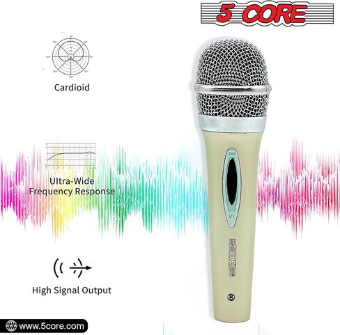 5 CORE Microphone Dynamic Vocal Handheld Mic Cardioid Unidirectional Microfono w On Off Switch + XLR Audio Cable for Singing Karaoke Public Speaking & Parties PM 100 in Saudi Arabia