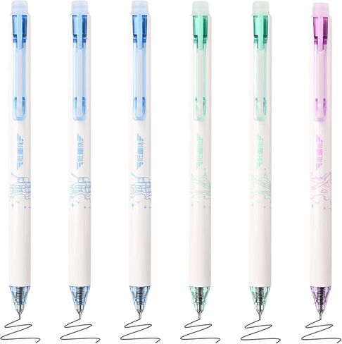BAYTORY 6Pcs Fine Point Erasable Pens Black, 0.5mm Gel Ink Pen with Eraser for School Office Smooth Writing Crossword Puzzles (Black Ink) in Saudi Arabia