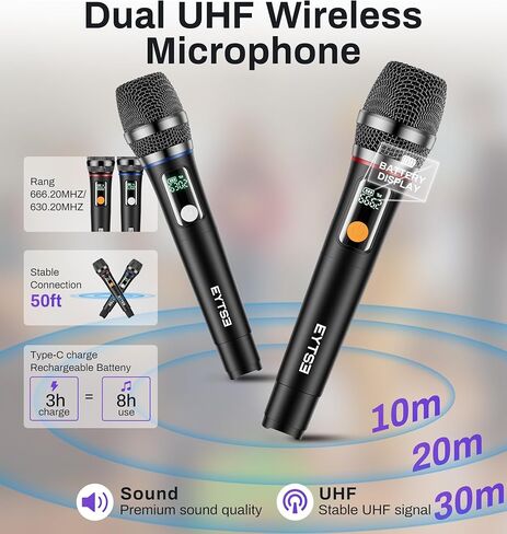 Karaoke Machine for Adults with Lyrics Display Screen, 14" Touchtablet PA Speaker System WiFi, HDMI Karaoke Speaker with 2 Wireless UHF Microphones, with DJ Light for Home TV Outdoor Party in Saudi Arabia
