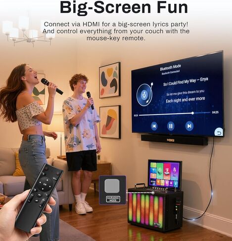 Karaoke Machine for Adults with Lyrics Display Screen, 14" Touchtablet PA Speaker System WiFi, HDMI Karaoke Speaker with 2 Wireless UHF Microphones, with DJ Light for Home TV Outdoor Party in Saudi Arabia