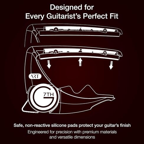 G7th Special Editions 6 String Guitar Capo، يمكن استخدامه بكلتا اليدين، ذهبي، 63 جم/2.2 أونصة. ملف تعريف منخفض وغير تدخلي (C81153) in Kuwait