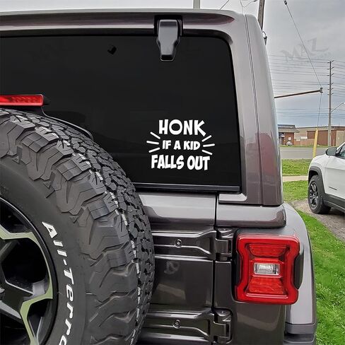 توزيعات MAZ - ملصق Honk If a Kid Fall Out - ملصق فينيل لنافذة الشاحنة - ملصق مقاوم للماء قابل للإزالة للخوذة - قابل للاستخدام في الداخل والخارج - سهل الاستخدام للسيارة والشاحنة والدراجة - MAZ - 334 in Saudi Arabia
