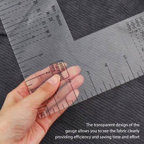 Tshirt Ruler Guide for Vinyl Alignment,Left Chest Logo Placement Tool Tee Measurement Template Positioning Embroidery Alignment Measurement Tool for Adult Men Women Size(Color:Transparent) in Kuwait