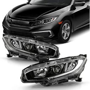 Black Housing Headlight Assembly w/LED DRL Compatible with 2016-2021 Honda Civic Halogen Headlamps Driver and Passenger Side in Saudi Arabia