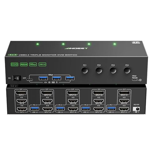 USB 3.0 Switch 4 Computers,ANGEET 4 Port USB Switch Selector for 4 Computer Share 4 USB Devices,Keyboard Mouse Switch,USB Switcher with Wired Remote and 4 Standard USB-B Cables in Saudi Arabia