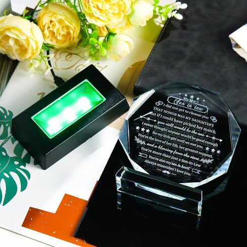 Movdyka Son in Law Gifts from Mother Father in Law, Best Birthday Gifts for Son in Law, Crystal Plaque Keepsake, Mother's Day Father's Day Anniversary to My Favorite Son in Law in Saudi Arabia