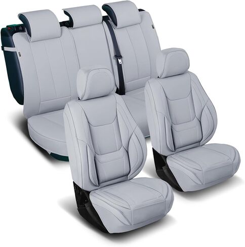 أغطية مقاعد السيارة الملائمة المخصصة من Coverland للسيارة المتوافقة مع [Camry، Accord، Civic، Corolla، Altima، Elantra، Focus] واقي داخلي ممتاز مقاوم للماء وغير قابل للانزلاق [الواجهة الأمامية رمادية داكنة - جدول المقاسات A10] in Kuwait