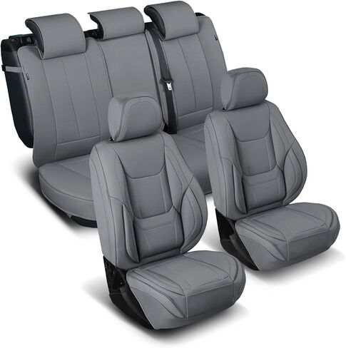 أغطية مقاعد السيارة الملائمة المخصصة من Coverland للسيارة المتوافقة مع [Camry، Accord، Civic، Corolla، Altima، Elantra، Focus] واقي داخلي ممتاز مقاوم للماء وغير قابل للانزلاق [الواجهة الأمامية رمادية داكنة - جدول المقاسات A10] in Kuwait
