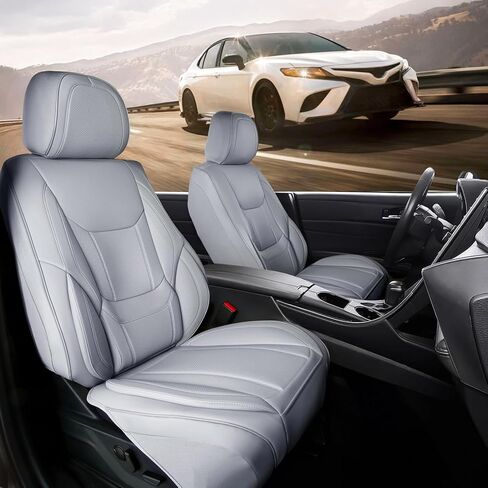 أغطية مقاعد السيارة الملائمة المخصصة من Coverland للسيارة المتوافقة مع [Camry، Accord، Civic، Corolla، Altima، Elantra، Focus] واقي داخلي ممتاز مقاوم للماء وغير قابل للانزلاق [الواجهة الأمامية رمادية داكنة - جدول المقاسات A10] in Kuwait