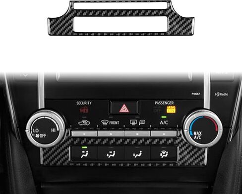 متوافق مع Toyota Camry 2012 2013 2014 الداخلية، لوحة وضع زر تكييف الهواء للتحكم المركزي، ملحقات تزيين من ألياف الكربون الناعمة (أسود) in Kuwait