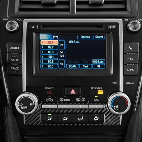 متوافق مع Toyota Camry 2012 2013 2014 الداخلية، لوحة وضع زر تكييف الهواء للتحكم المركزي، ملحقات تزيين من ألياف الكربون الناعمة (أسود) in Kuwait