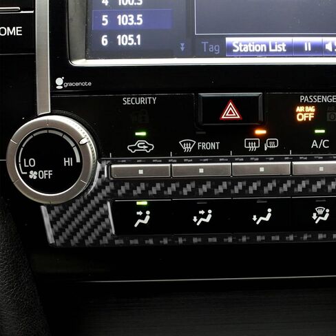 متوافق مع Toyota Camry 2012 2013 2014 الداخلية، لوحة وضع زر تكييف الهواء للتحكم المركزي، ملحقات تزيين من ألياف الكربون الناعمة (أسود) in Kuwait