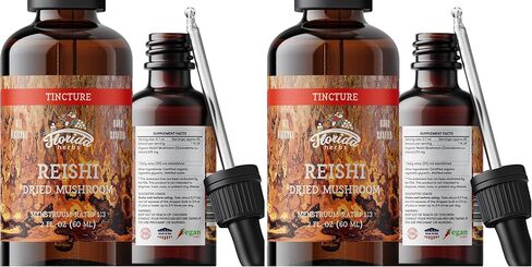 FLORIDA HERBS Reishi Tincture, Organic Reishi Mushroom Extract (Ganoderma Lucidum) Dried Mushrooms Supplement, Non-GMO in Cold-Pressed Organic Vegetable Glycerin 700 mg, 2 oz (60 ml) in Kuwait