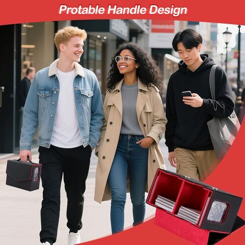 Card Deck Box for MTG with Commander Display, 2 in 1 Card Storage Box with Dice Tray Holds 200+ Double-Sleeved Cards, Magnet Trading Card Storage Box with Handle Fits for MTG/TCG/Magic Cards in Saudi Arabia