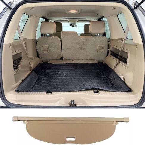 غطاء شحن قابل للسحب متوافق مع Ford Explorer 1995-2010 Shield Security Shade Privacy Screen Tonneau Luggage Cargo Trunk Organizer (اللون البيج) in Saudi Arabia