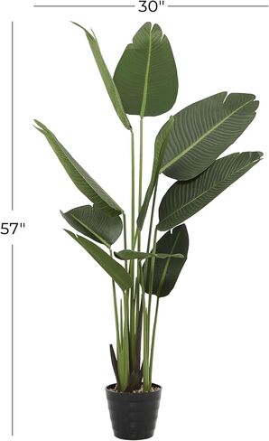 ديكو 79 نبات صناعي من أوراق الشجر الاصطناعية Dracaena للاستخدام الداخلي والخارجي مع وعاء مستدير مخدد، مقاس 31 بوصة × 31 بوصة × 55 بوصة، أخضر in Saudi Arabia