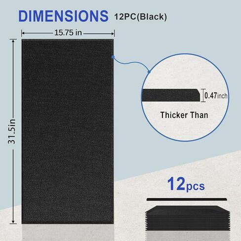 12 Pack Thickened Acoustic Panels,15.75" X 31.5" X 0.47" Soundproof Wall Panels, High Density Beveled Edge Sound Absorbing Panels, Sound Dampening Panels for Bedroom Studio (White) in Kuwait