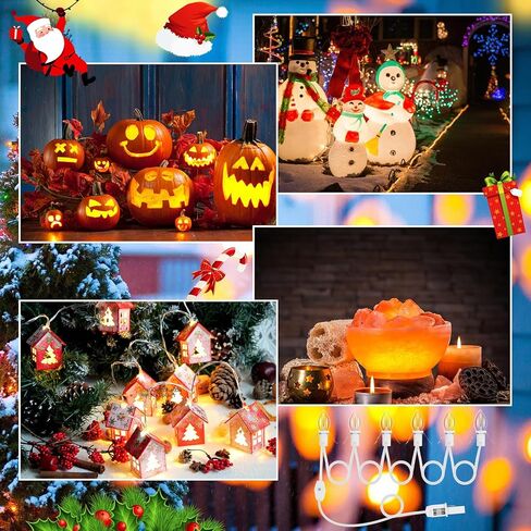 4 حزمة سلك ملحق مع 24 لمبة إضاءة LED ومنفذ إضاءة قرية عيد الميلاد بطول 46.4 قدم سلك أبيض مع مصهر احتياطي مصباح C7 أبيض دافئ ملحقات قرية عيد الميلاد لتزيين منازل القرية in Kuwait