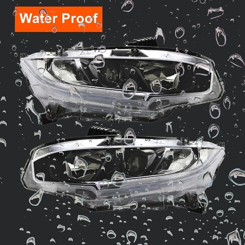 Black Housing Headlight Assembly w/LED DRL Compatible with 2016-2021 Honda Civic Halogen Headlamps Driver and Passenger Side in Saudi Arabia