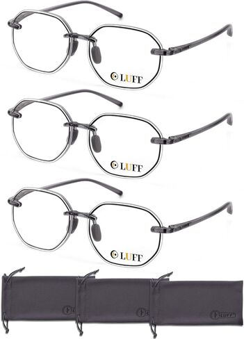 LUFF 3 Pack Rimless Reading Glasses Men Women- Comfortable Frameless Reader Lightweight TR90 Blue Light Blocking Eyeglasses in Kuwait