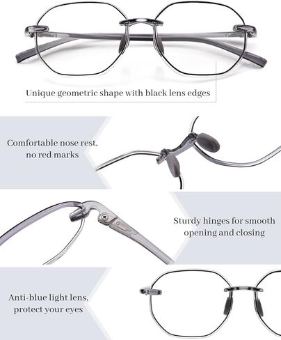 LUFF 3 Pack Rimless Reading Glasses Men Women- Comfortable Frameless Reader Lightweight TR90 Blue Light Blocking Eyeglasses in Kuwait