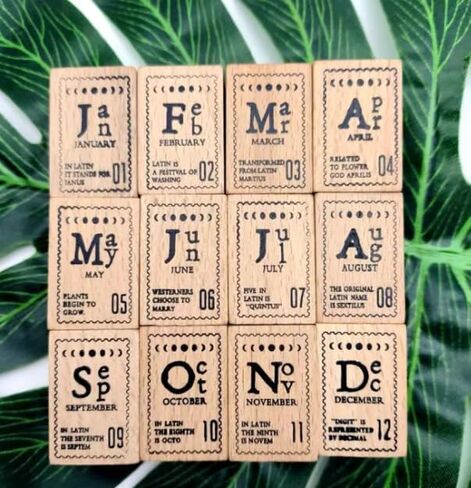 Wooden Planner Rubber Stamps Set, 12 Pieces Space Lattice Stamps for Journal Diary Memo Scrapbook in Saudi Arabia